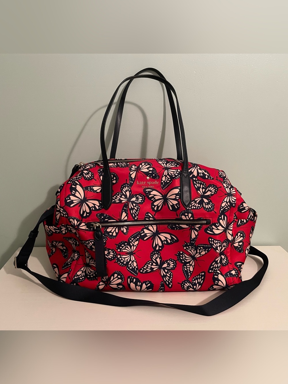 kate spade Red and Black Butterfly Print Tote